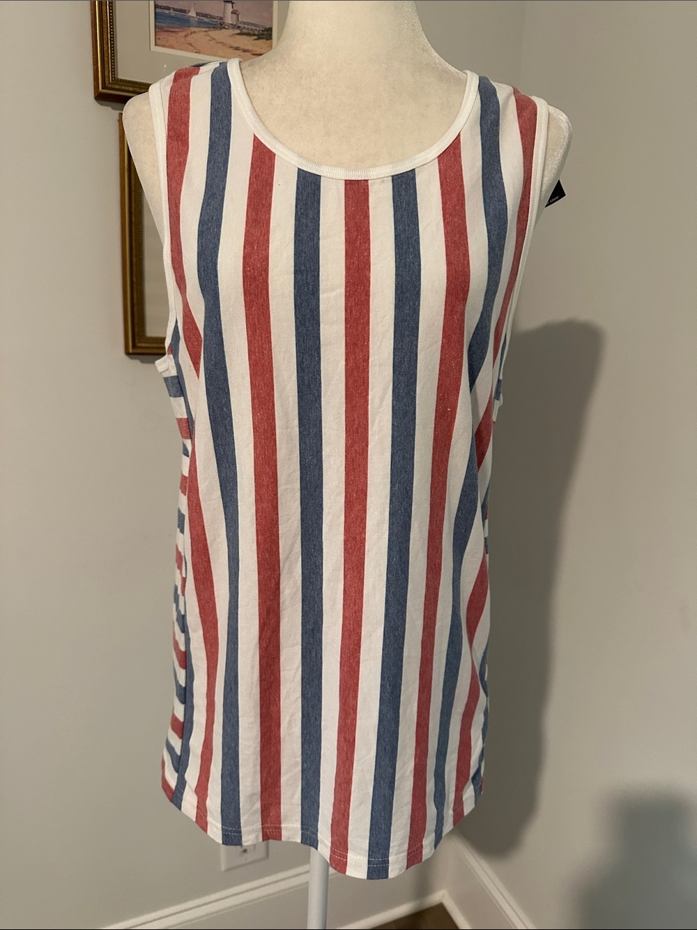 Original Use Striped Sleeveless Tank Top - Red, White & Blue
